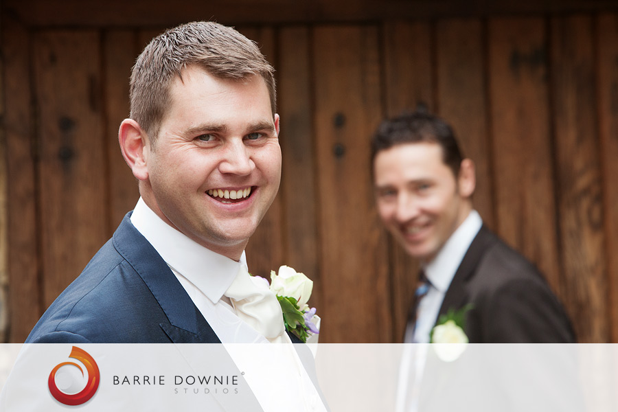 groom and best man outside high rocks wedding venue in kent