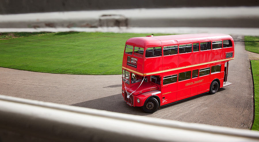 vintage-red-bus-at-weddings-in-the-uk Debbie & Craig's wedding at Brocket Hall 2