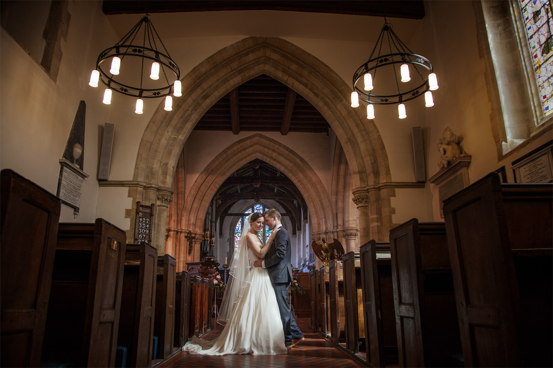 london church wedding bride and groom