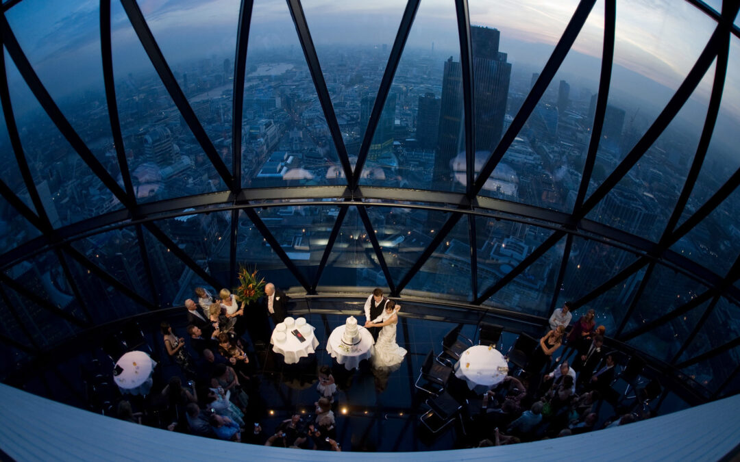 Wedding photographer The Gherkin | Searcys luxury London wedding venue