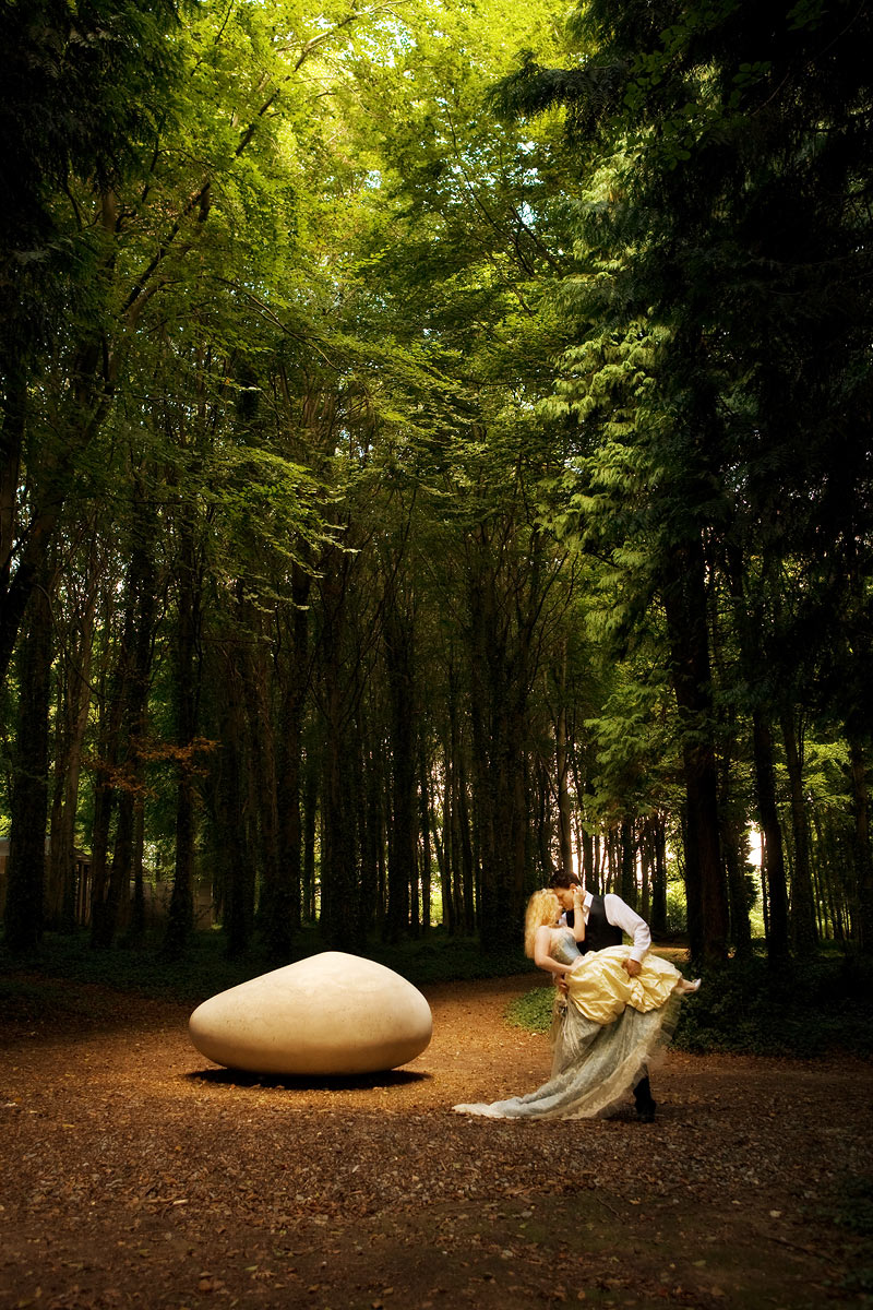 open shade wedding photograph in the woods