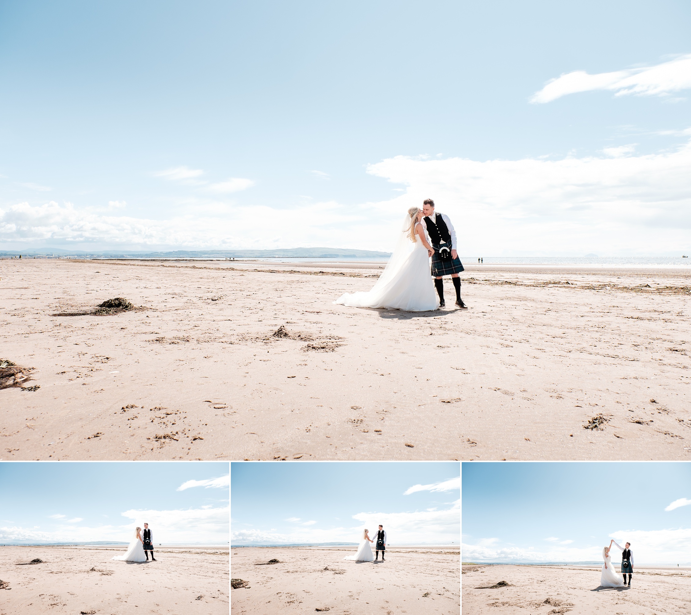 loch green house hotel weddding beach bride and groom