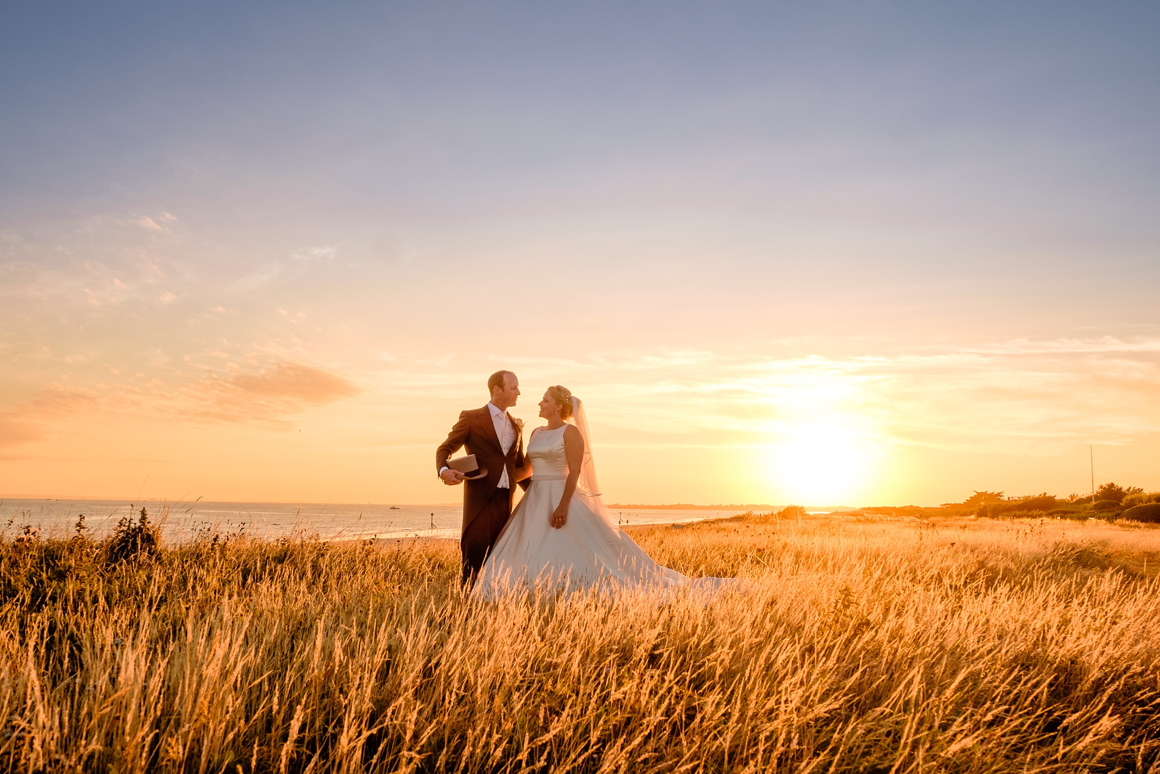 sunset at west wittering wedding