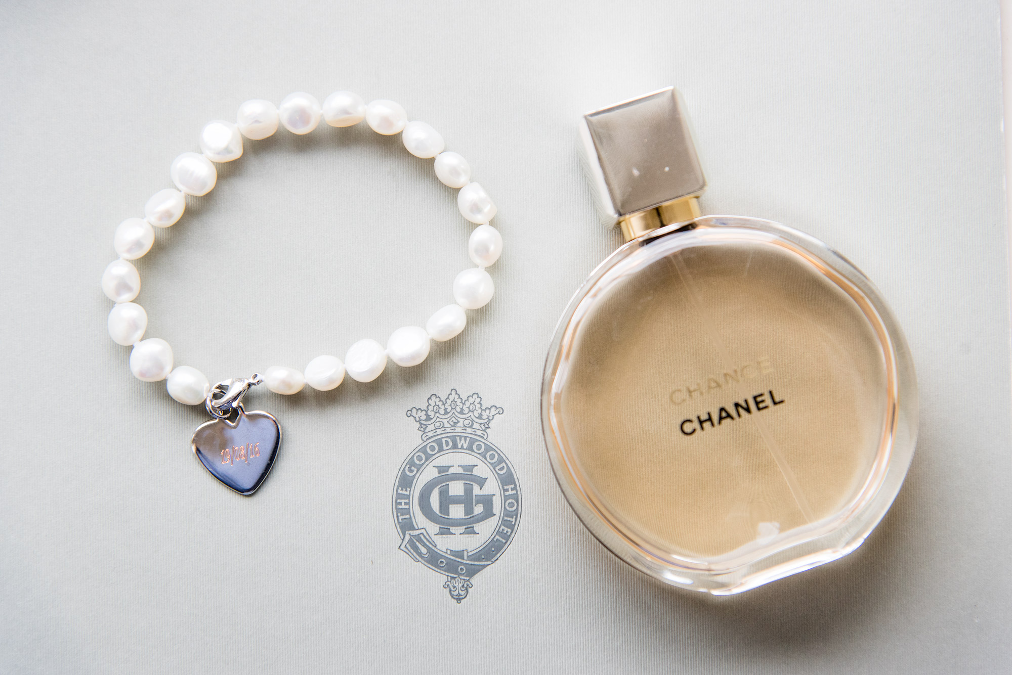 Wedding present and perfume for the bride at Goodwood