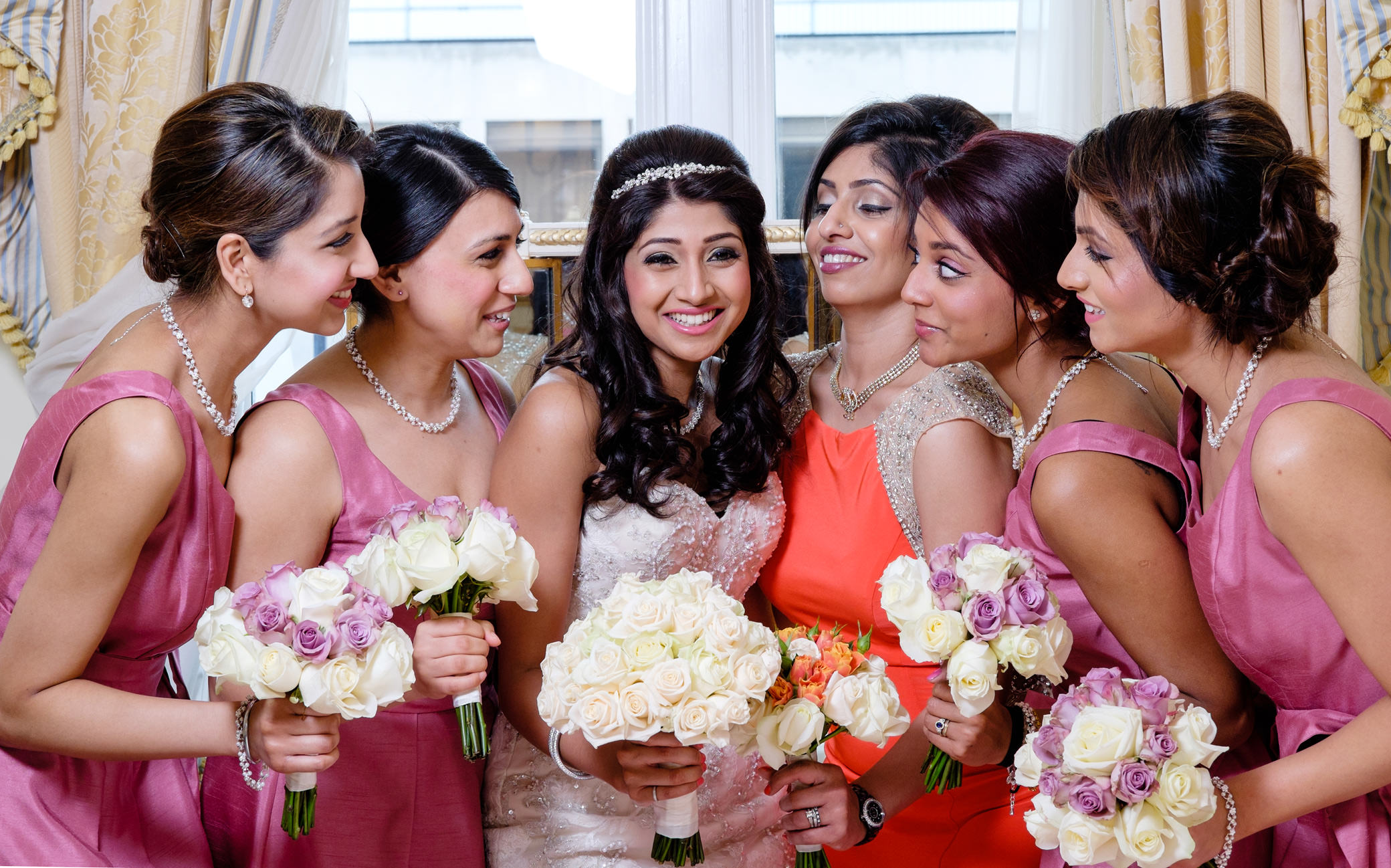 Asian wedding at The Ritz London bride and bridesmaids