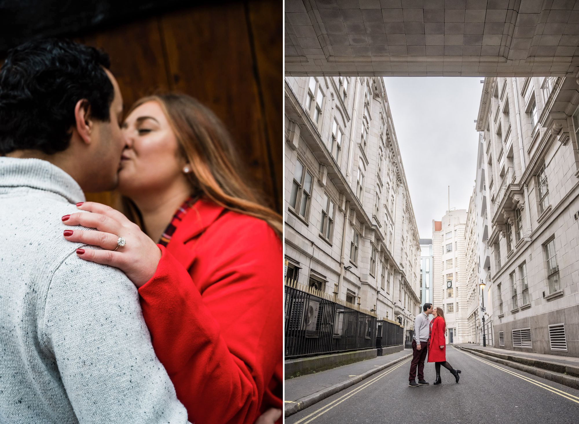 Christmas wedding proposal in London