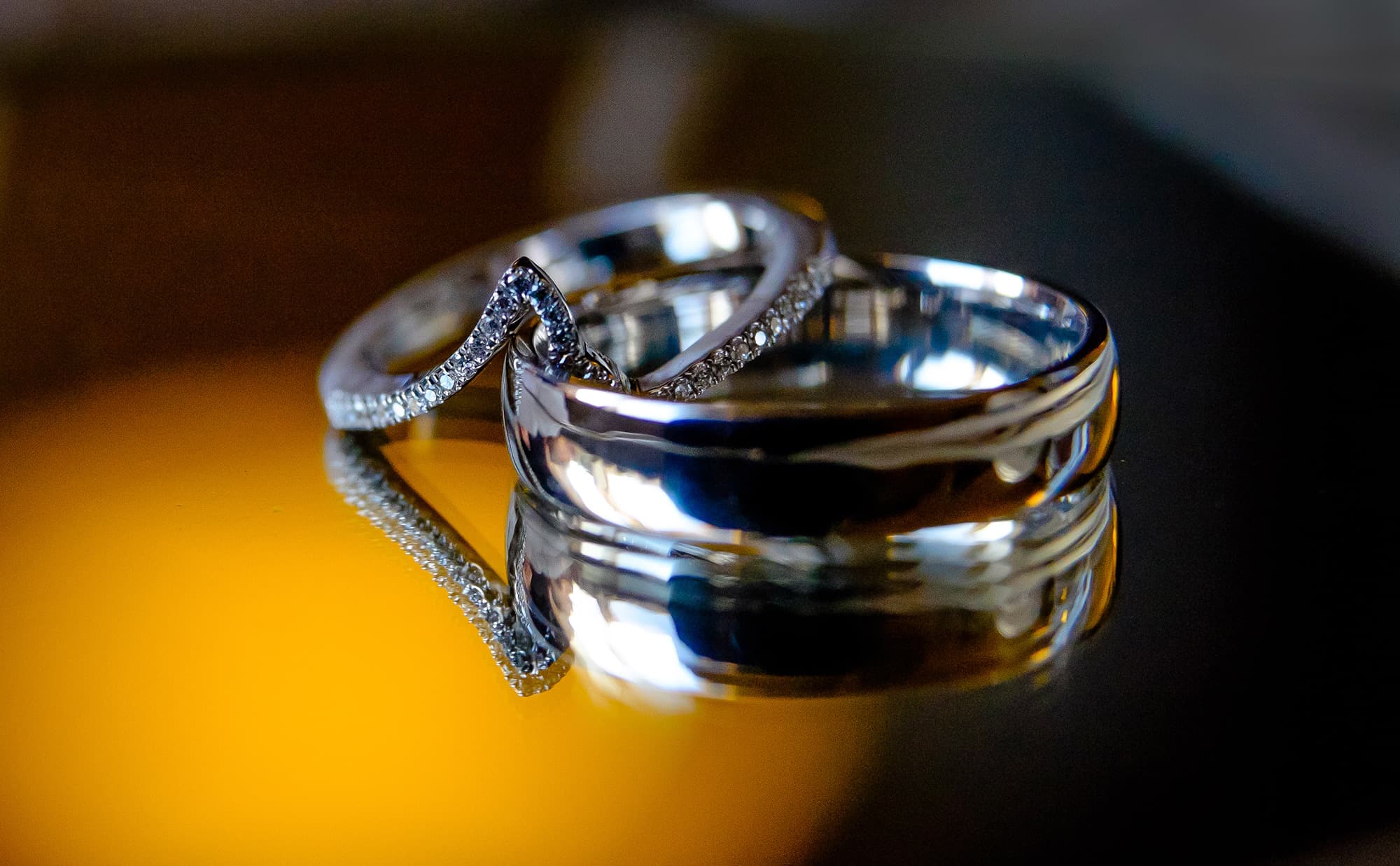 Two wedding rings, photographed close up