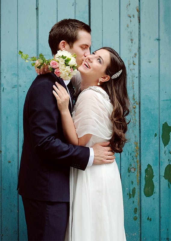 Bride and groom on their Chelsea Old Town Hall wedding day