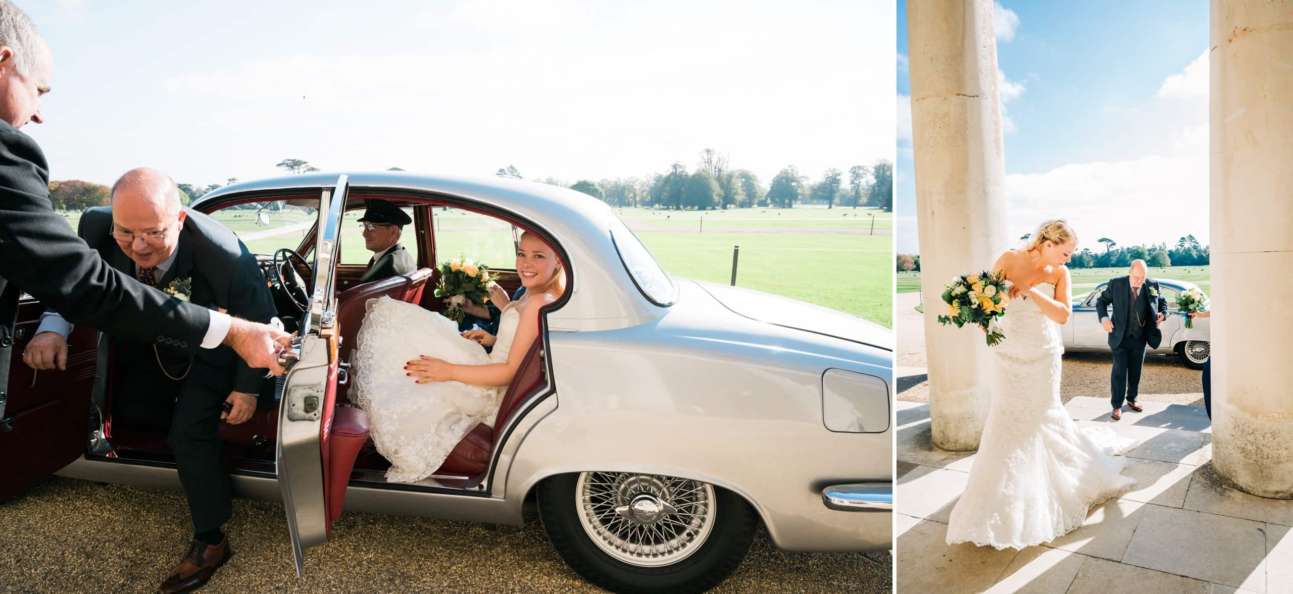 Goodwood House wedding bride arrival 
