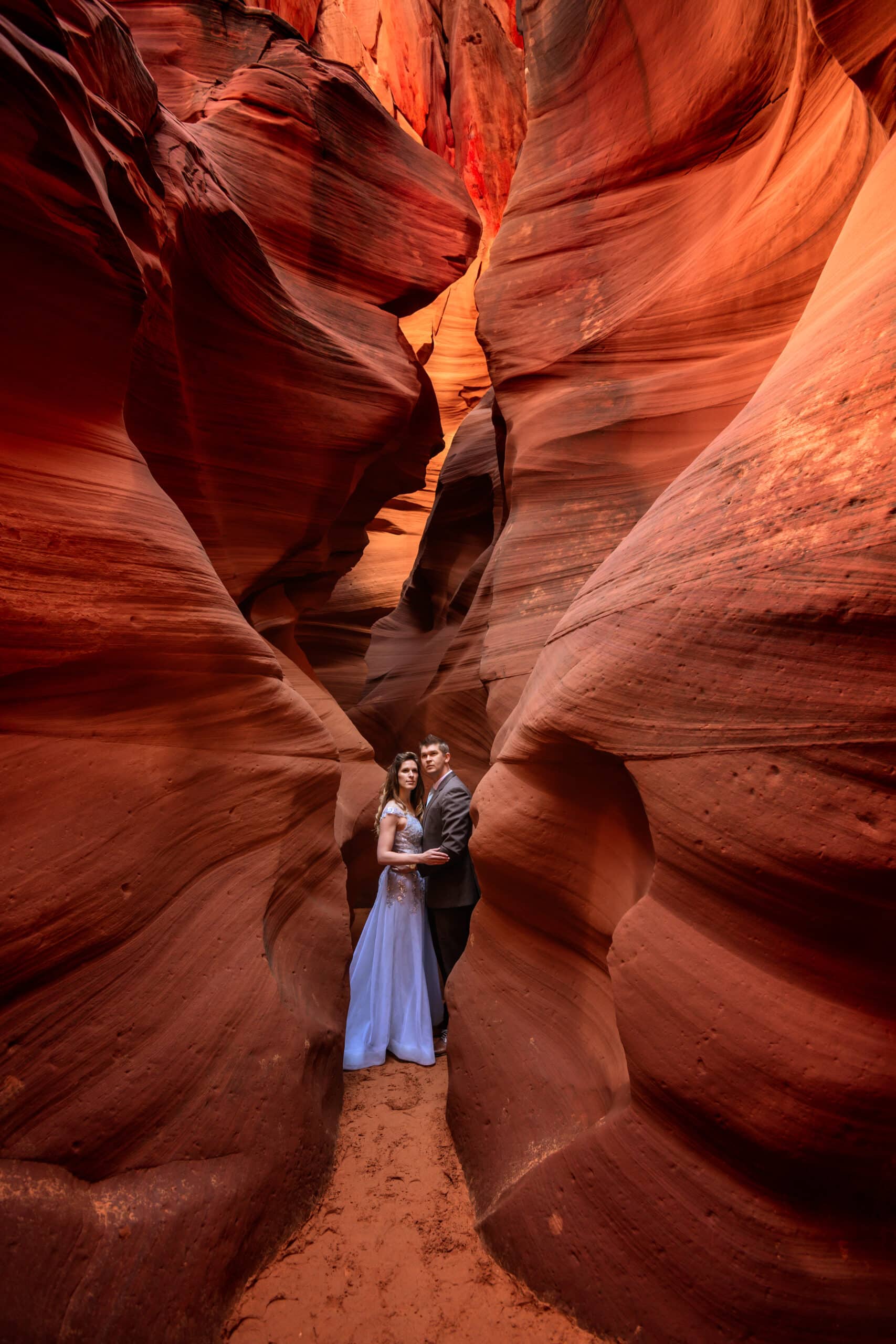 Bride and groom portrait inside Antelope Canyon, Arizona USA — Barrie Downie