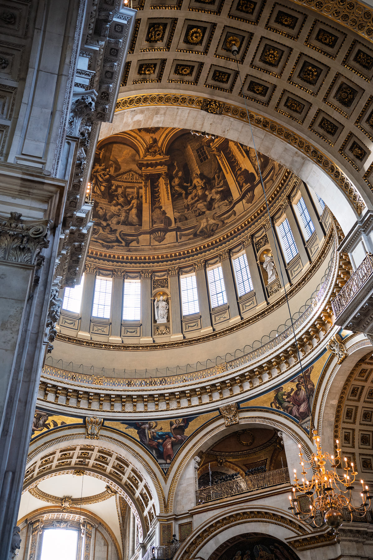 Looking up into the painted dome of St Paul's Cathedral
