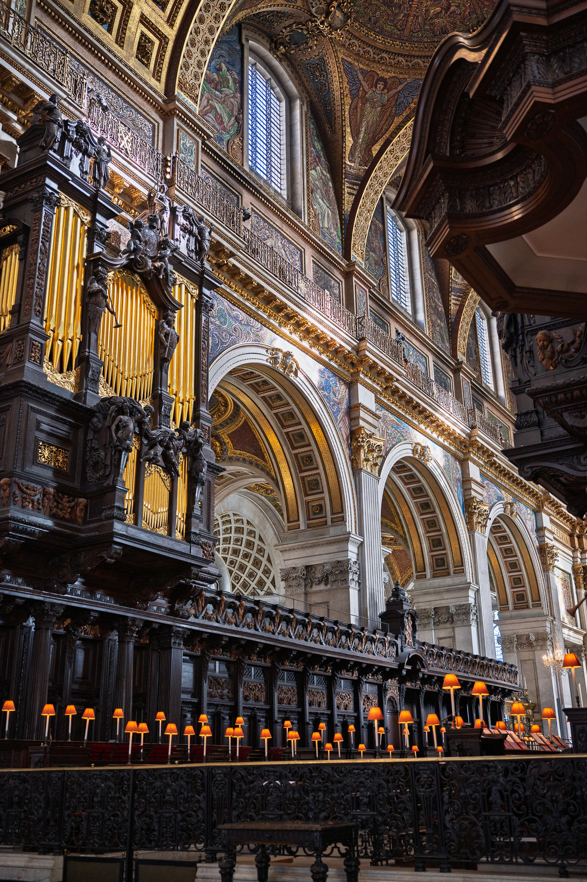 The quire and organ pipes inside St Paul's Cathedral
